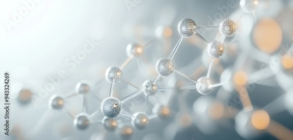 Fototapeta Close-up view of molecular structures showcasing intricate connections in a scientific and abstract setting.