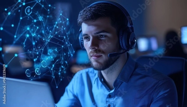 Fototapeta Technical support customer service concept internet technology, it support, digital system service