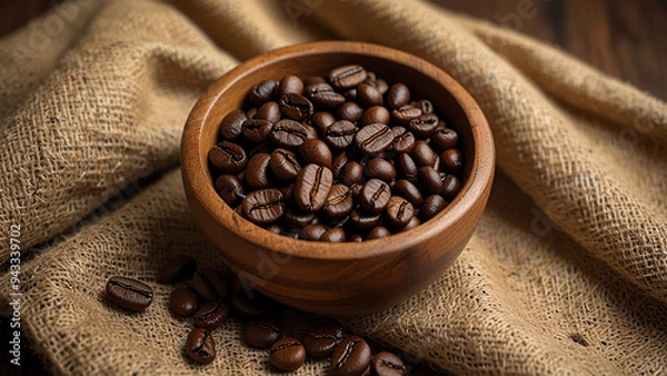 Fototapeta Elegant Coffee Beans and Cup Backgrounds for Stunning Designs | Rustic Coffee Beans and Cup Stock Images for Creative Projects | Premium Coffee Beans and Cup Backgrounds for Eye-Catching Visuals