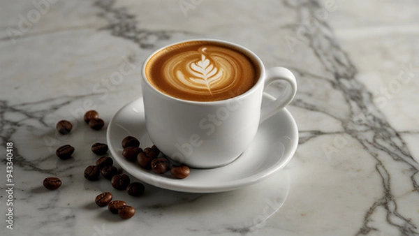Fototapeta Elegant Coffee Beans and Cup Backgrounds for Stunning Designs | Rustic Coffee Beans and Cup Stock Images for Creative Projects | Premium Coffee Beans and Cup Backgrounds for Eye-Catching Visuals