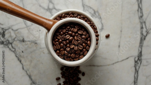 Fototapeta Elegant Coffee Beans and Cup Backgrounds for Stunning Designs | Rustic Coffee Beans and Cup Stock Images for Creative Projects | Premium Coffee Beans and Cup Backgrounds for Eye-Catching Visuals