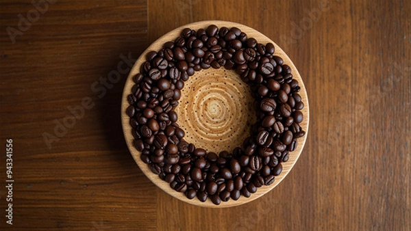 Fototapeta Elegant Coffee Beans and Cup Backgrounds for Stunning Designs | Rustic Coffee Beans and Cup Stock Images for Creative Projects | Premium Coffee Beans and Cup Backgrounds for Eye-Catching Visuals