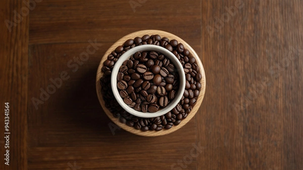 Fototapeta Elegant Coffee Beans and Cup Backgrounds for Stunning Designs | Rustic Coffee Beans and Cup Stock Images for Creative Projects | Premium Coffee Beans and Cup Backgrounds for Eye-Catching Visuals