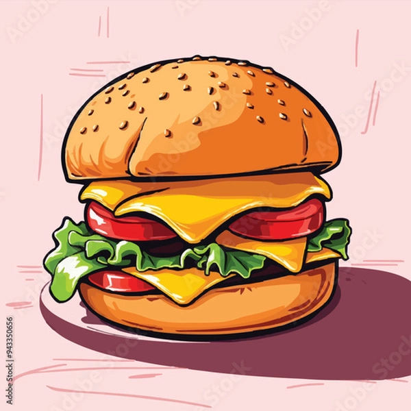 Obraz vector, digital illustration of burger, vector, digital illustration