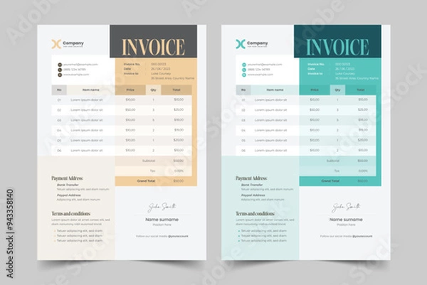 Fototapeta A Modern Minimal Invoice Layout and Business invoice template vector