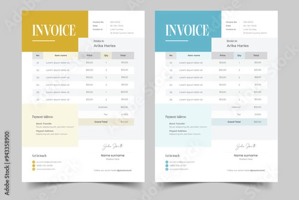 Fototapeta A Modern Minimal Invoice Layout and Business invoice template vector