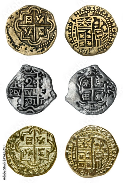 Obraz Doubloons and Reales, isolated.