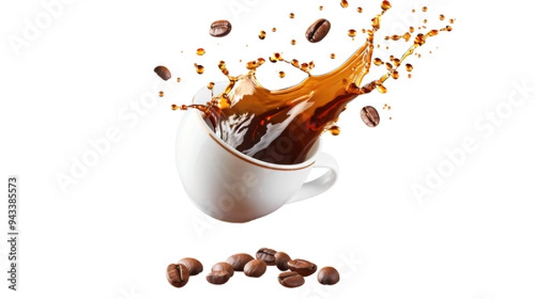 Obraz Coffee spilling, coffee beans below