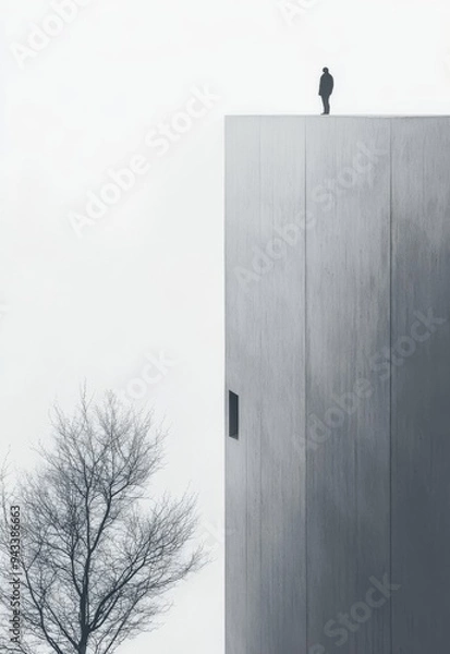 Fototapeta Thoughtful human Embodying Self-Reflection and Self-Awakening, Centered on a Minimalist environment Background, the concept of soul healing, Graphic Resources, Wallpapers, illustration, 