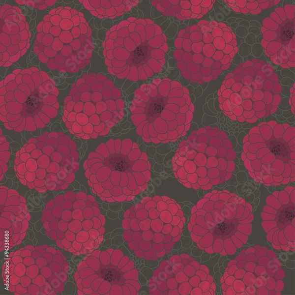 Fototapeta Raspberries  seamless pattern. Vector illustration