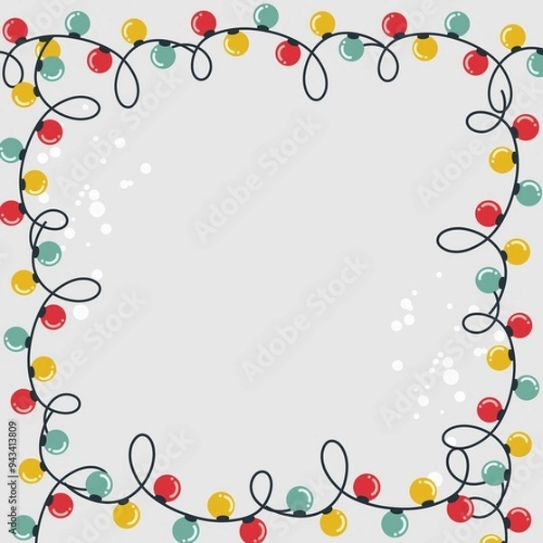 Obraz Frame Christmas lights card cartoon 