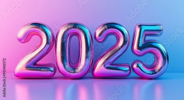 Obraz New Year 2025 typography with vibrant and festive design