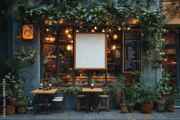 Obraz Customizable Mockup Billboards and White Promotion Posters for Restaurant and Coffee Shop Displays