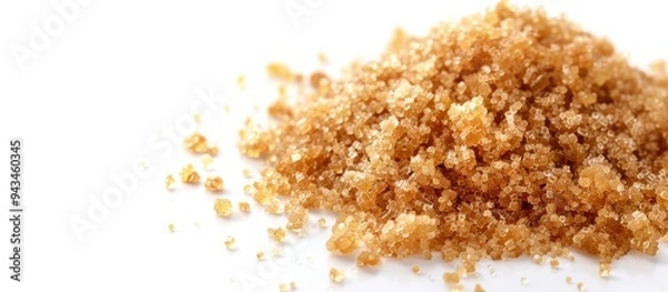 Fototapeta Java sugar also called organic brown palm sugar in a copy space image on a white background