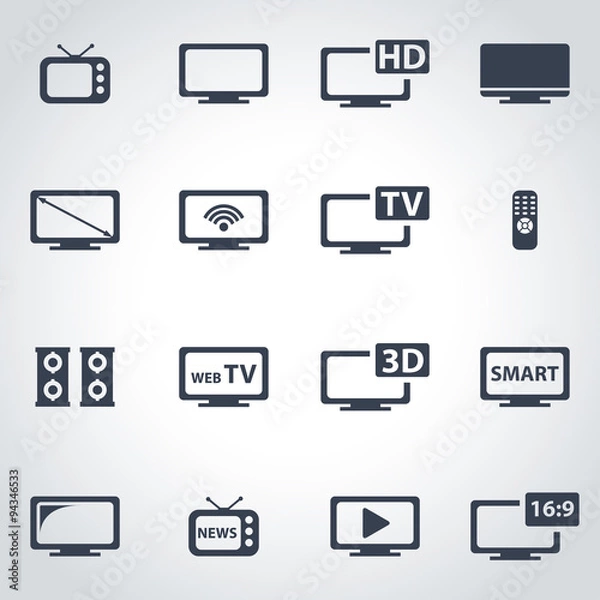 Obraz Vector black tv icon set