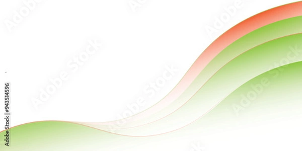 Fototapeta Orange and green wave abstract background Elegant soft curve shape graphic design. Flowing wave lines. Horizontal banner template with space.