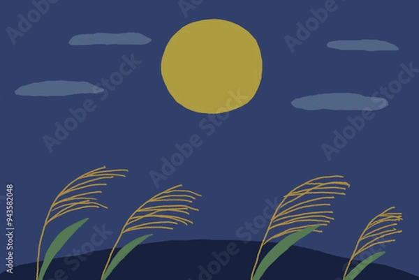 Fototapeta This is an illustration of an autumn evening scene.
