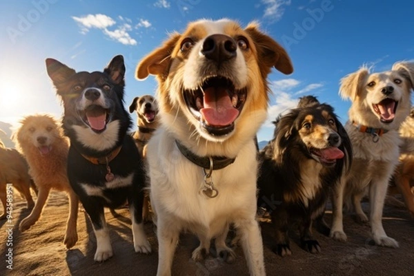 Fototapeta Happy Group of Dogs Posing for a Photo