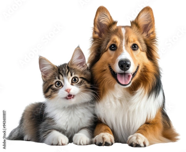 Obraz PNG Adorable kitten and dog duo