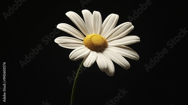 Fototapeta Single Daisy on Black Background