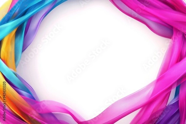 Fototapeta Abstract CGI composition. String backdrop, virtual paper frame for design. 3D render.