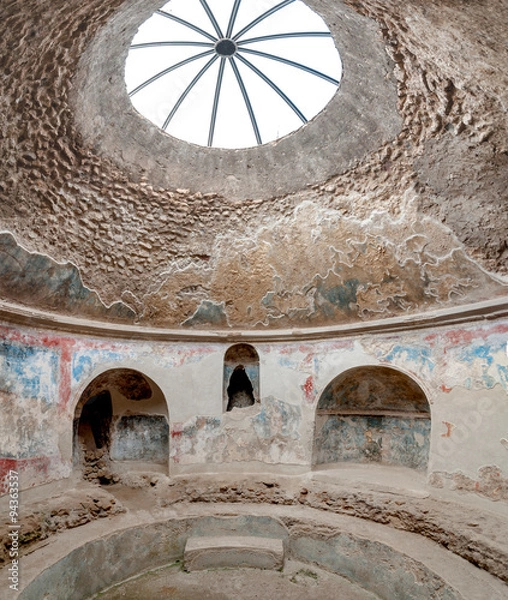 Fototapeta Remains of inside stabian baths in Pompeii Italy. Pompeii was de