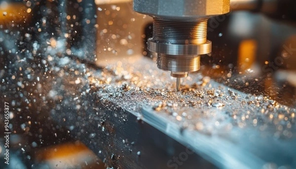 Fototapeta File smoothing a rough edge, with metal shavings and precision, Practical, Bright, Detailed