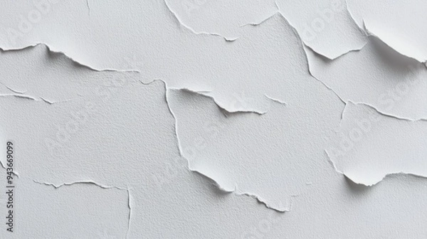 Fototapeta A white wall with torn paper on it