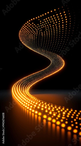 Fototapeta Abstract golden fluid waves and circles on black background. For fashion or luxury high tech magazine. Print for package, wallpaper, poster, presentation. Banner with copy space.