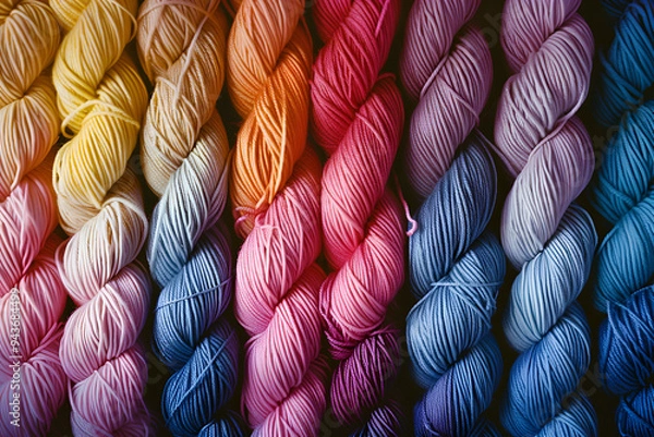 Obraz Colorful Yarn Skeins in Vibrant Assorted Hues
