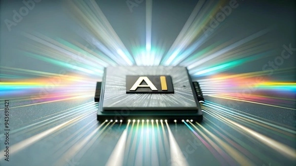 Obraz A small microchip that is like the brain of an AI that is extremely intelligent and advanced.