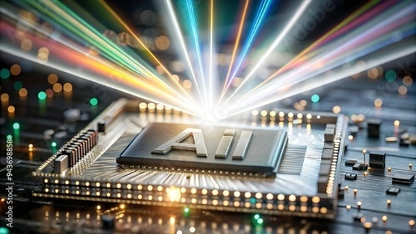 Fototapeta A small microchip that is like the brain of an AI that is extremely intelligent and advanced.