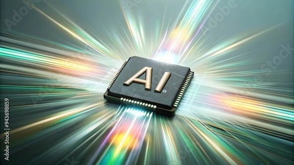 Obraz A small microchip that is like the brain of an AI that is extremely intelligent and advanced.