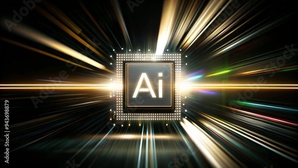 Fototapeta A small microchip that is like the brain of an AI that is extremely intelligent and advanced.
