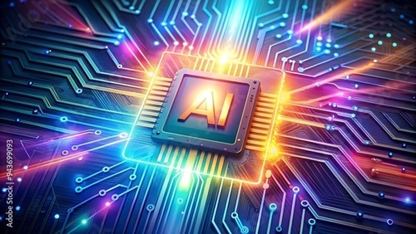 Fototapeta A small microchip that is like the brain of an AI that is extremely intelligent and advanced.