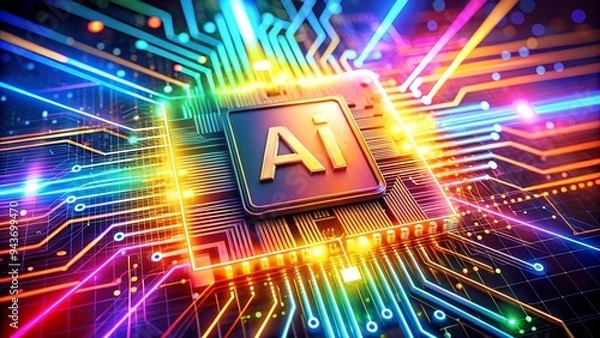 Fototapeta A small microchip that is like the brain of an AI that is extremely intelligent and advanced.