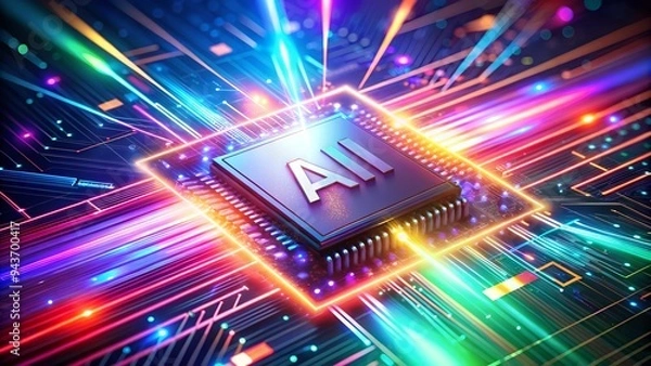 Fototapeta A small microchip that is like the brain of an AI that is extremely intelligent and advanced.