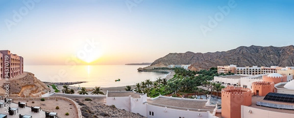 Obraz Sunrise at the Barr Al Jissah in Oman. It is located about 20 km east of Muscat.
