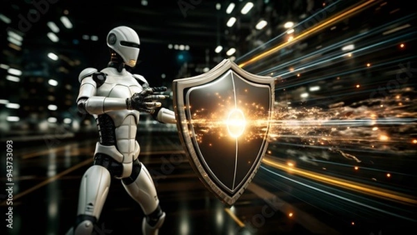 Fototapeta Safety protection system Personal information on the internet protected with AI