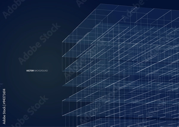 Obraz Modern blue glass wall of office building