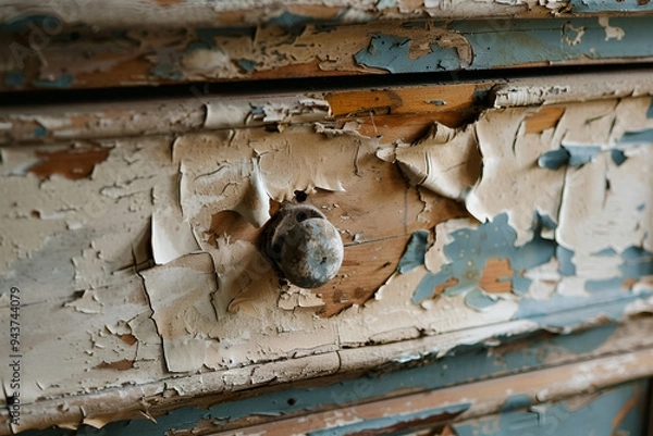 Obraz Close-Up of Aged and Weathered Wooden Furniture
