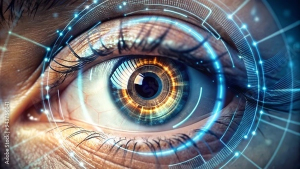 Fototapeta artificial intelligence eyes that looks at the development in technology