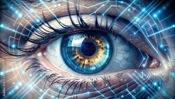 Fototapeta artificial intelligence eyes that looks at the development in technology