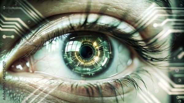 Fototapeta artificial intelligence eyes that looks at the development in technology