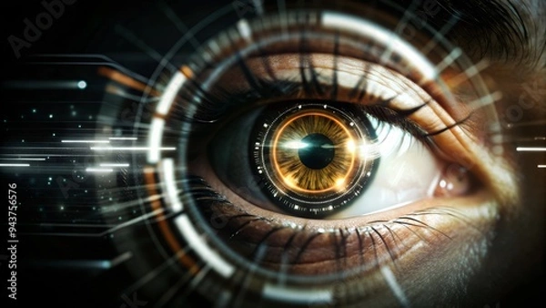 Fototapeta artificial intelligence eyes that looks at the development in technology