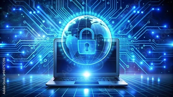 Fototapeta Safety protection system Personal information on the internet protected with AI