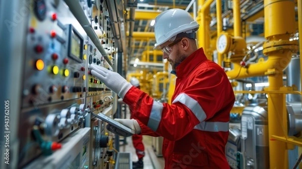 Fototapeta The engineer in control room