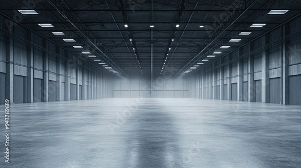 Fototapeta Evoking an Ambiance of Empty Warehouse with Dramatic Lighting