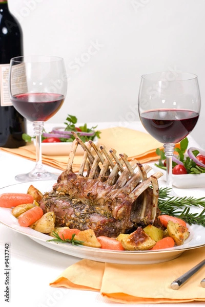 Fototapeta Rack of Lamb (ribs) with Rosemary garlic dressing