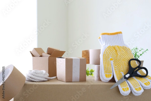 Fototapeta 引越し準備の道具のイメージ